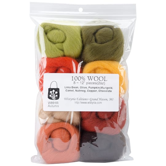 Wistyria Editions Autumn Wool Roving Rolls, 2oz.